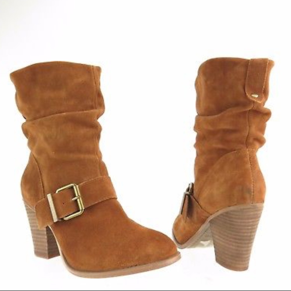 👢Aldo Hollee Suede Buckle Detail Bootie Cognac 10